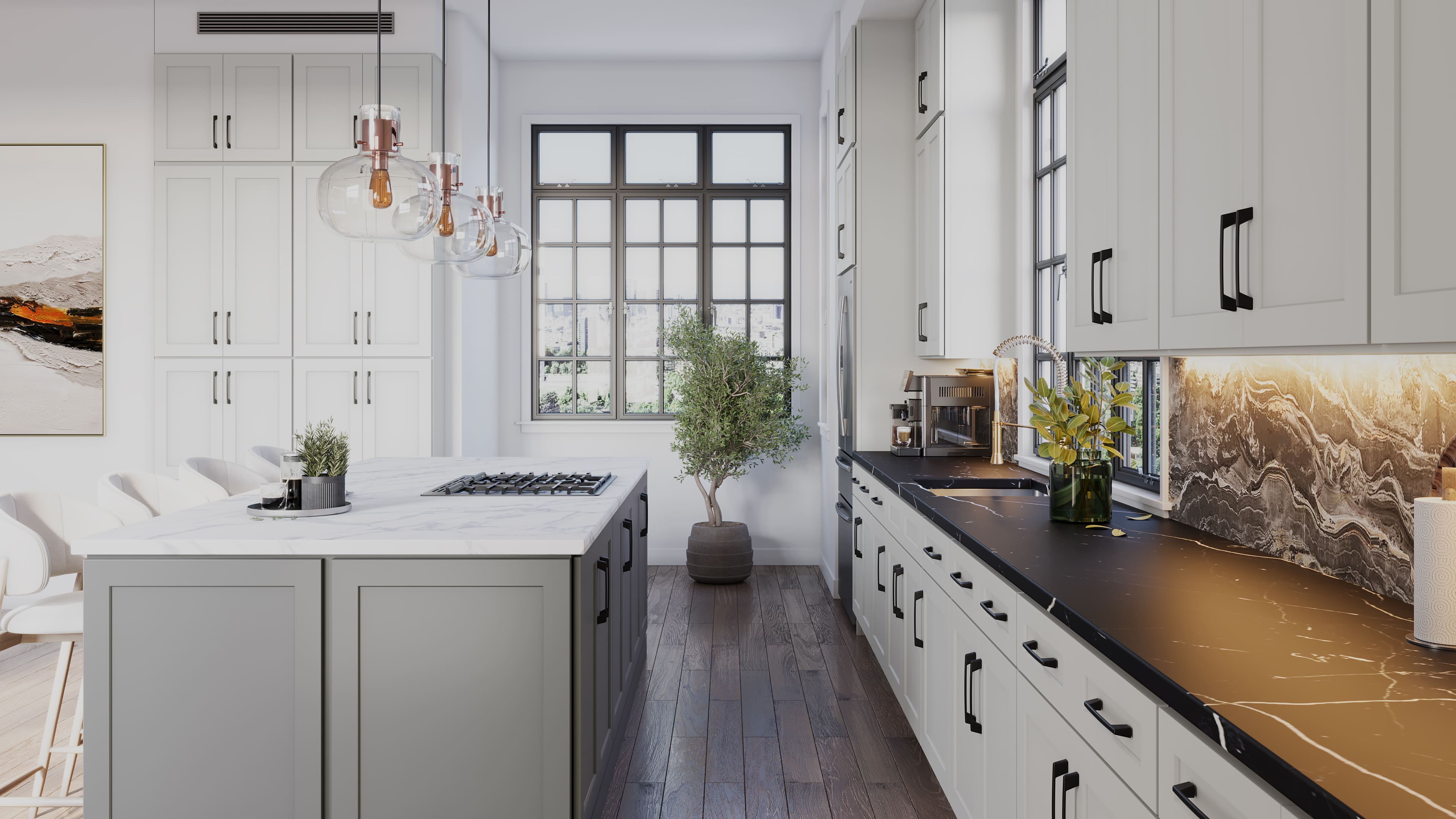 White Shaker cabinet doors — clean lines and timeless appeal